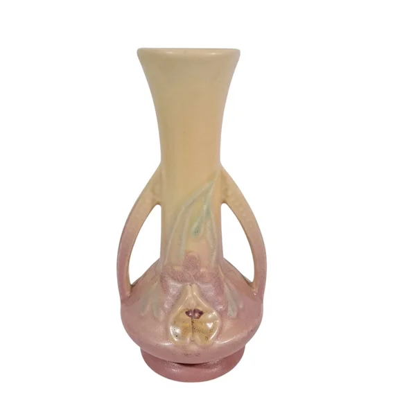 Vintage Hull Orchid Bud Vase Art Pottery Pink Yellow READ - Picture 4 of 9